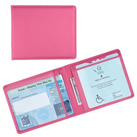 OFFCUP Disabled Badge and Timer Holder, PU Leather Disabled Badge Holder Wallet Protector, Blue Badge Timer Holder ProtectorHologram Safe Disabled Badge Holder (Rose Red)