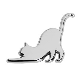FUTWOD Car Sticker Cat Emblem Cat Cat Cute Funny 3D Sticker Waterproof Weatherproof Cat Badge Car Sticker Accessory Decal Silver Stylish Car Bike Suitcase Decoration Scratch Hide Elongated Cat