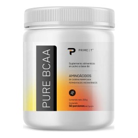 Aminoácidos PURE BCAA Powder Vegetal, Fermentado, Instantáneo Primetech 50 serv sin sabor y sin nada agregado, sólo 2.5 g de L-Leucina, 1.25 de L-Isoleucina y 1.25 de L-Valina por porción