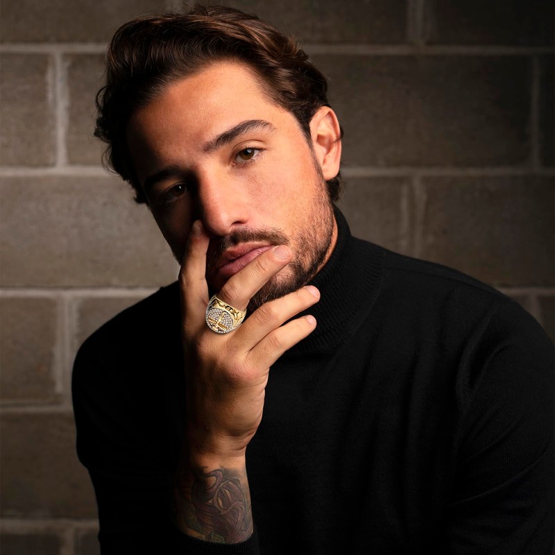 Flonge Men's Jesus Cross Ring: Christian Cross Bling Iced Out