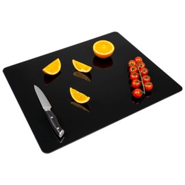 Tempered Glass Cutting Board for Kitchen, Clear Glass Cutting Board with Rubber Feet and Rounded Corners, Dishwasher Safe, Easy to Clean, Heat and Scratch Resistant for Countertop-18x24 inch, Black