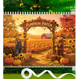 Fall Pumpkin Patch Backdrop Autumn Farm Harvest Photography Background Thanksgiving Party Harvest Festival Kids Photoshoot Photo Booth Props 7x5FT