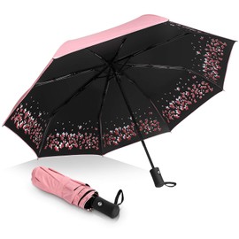Sakura Umbrella-Windproof Anti Rain/Sun,Cherry Blossom Folding Umbrella (Pink)