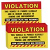 50 Parking Violation Stickers, Violation - Vehicle Illegally Parked, Your