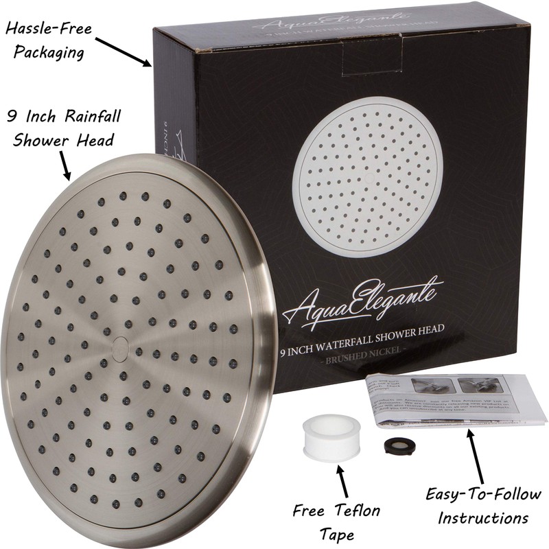 Waterfall Showerhead - 9 Inch Large Overhead Rain Shower Head