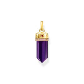 THOMAS SABO PE955-995-13 Women's Necklace Pendant with Faceted Imitation Amethyst Gold-Plated 750 Yellow Gold Plated 925 Sterling Silver, Sterling Silver, Cubic Zirconia