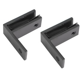 INCREWAY Railing Wall to Glass Clamp, 2PCS 90 Degrees Glass Clips Aluminum Alloy Glass Shelf Support Bracket, Glass Holder Connector for 10-12mm Thick Glass, Black