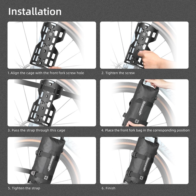 Rhinowalk Bike Front Fork Bag Waterproof Bicycle Pannier Bag 4/7L