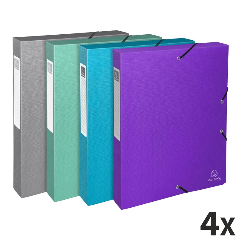 Exacompta Teksto 59640E Pack of 4 Premium Collection Boxes with