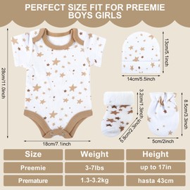 Zoooyawn 6 Set Preemie Layette Set Preemie Clothes Premature Baby Bodysuit Outfit for Nicu Preemie Baby Gift(Khaki and White)