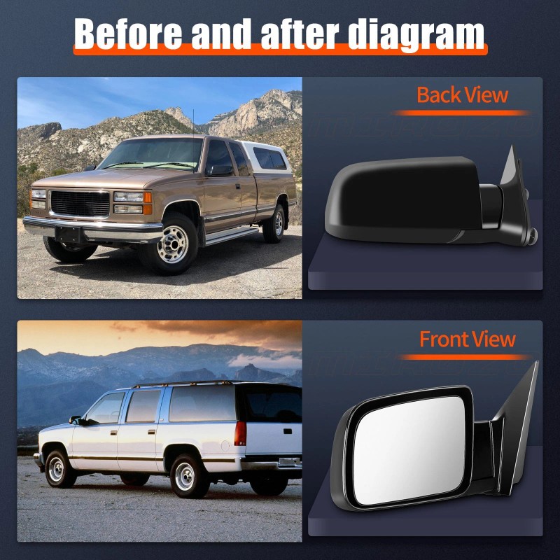 imcarpart Black Power Mirrors For 88-98 Chevy C/K 1500 Tahoe
