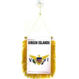 AZ FLAG Virgin Islands of The United States Mini Banner 6'' x 4'' - Virgin Islander Pennant 15 x 10 cm - Mini Banners 4x6 inch Suction Cup Hanger