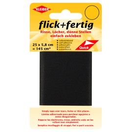 Kleiber flick und fertig, selbstklebender Flicken, Risse, Löcher, dünne Stellen einfach zukleben, Nylon zuschneidbar, schwarz (25 x 5,8 cm)
