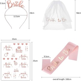 4 PCS Hen Do Accessories,Hen Party Accessories,Bride to Be Sash,Bride to Be,Hen Party Games,Bride to Be Veil,Include Sash,Tiara,Hen Tattoo & Bride Veil,for Bridal Shower,Wedding,Hen Party Decor