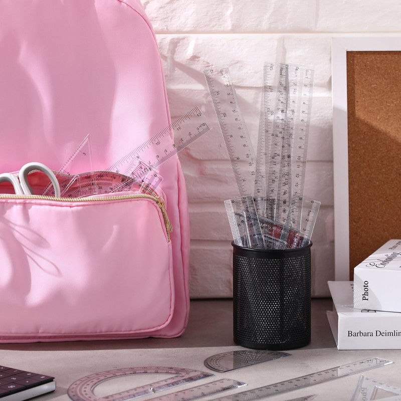 Tenare 1 Set Plastic Clear Math Set Includes Protractor Triangle