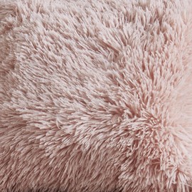 Catherine Lansfield Cuddly Deep Pile Faux Fur Heart Shaped Cushion Blush Pink