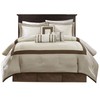 SVRCK 7 Piece Comforter Set Neutral Colorblock Design, Taupe/Brown Queen