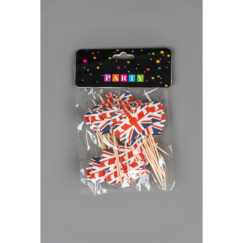SHATCHI Union Jack Crowns Toothpicks Cupcake Toppers Britain Cocktail Stick