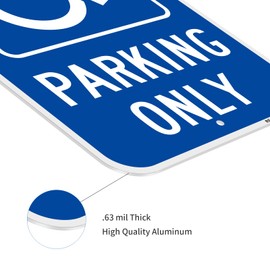 Handicap Parking Only Signs, 12" x 18" Heavy-Duty Aluminum Handicapped Parking Sign with Reflective Overlay, Rust Free, Weather Resistant- Easy to install
