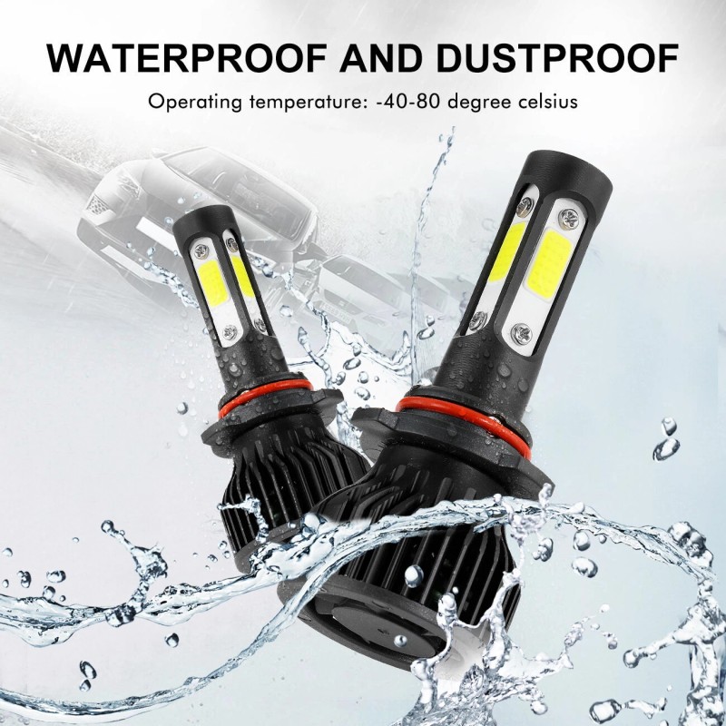 IRONWALLS 4-side 9005 LED Bulbs Headlight High or Low beam