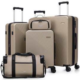 Eeeza Expandable Luggage Sets 5 Piece,Suitcases with Wheels,ABS Hard Case Luggage with TSA Lock Spinner Wheels,Carry On Luggage Set (5 Piece Sets (20"/24"/28"/DB/TB))