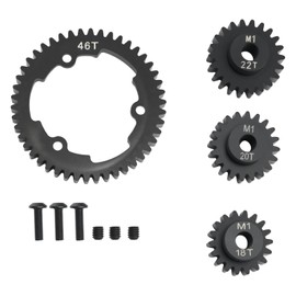 Engranaje de espolón de acero endurecido 46T 1 Mod con engranaje de piñón de motor 18T+20T+22T para Traxxas 1/5 X-Maxx 1/7 XO-1 1/10 Maxx 1/10 E-REVO 2.0 VXL, reemplazar 6447 (46T)