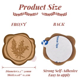 SHOWIN Wax Seal Stickers - Gold, Great for Wedding Invitations, Cards Envelopes, Snail Mails, Wine Packages, Christmas Gift Ideas, Pack of 10