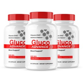Gluco Advance (3 Pack) Gluco Advance Blood Support Capsules, GlucoAdvance Pills (180 Capsules)