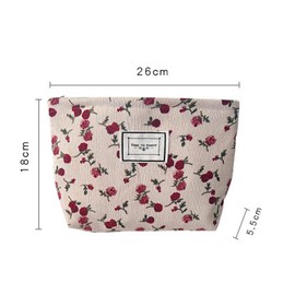 Travel Toiletry Bag, Flower Printing Cosmetic Bag, Ladies Handbag Purse, Makeup Storage Bag, Zipper Pouch Organizer Make Up Travel Accessory for Women Girls (Rose)