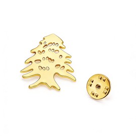 Dreamtimes Cedar of Lebanon Brooch Stainless Steel Eternal Tree of Life Lapel Pin for Women Men Symbol of Strength & Resilience Badge for Jacket Coat Scarf Bag (Gold)