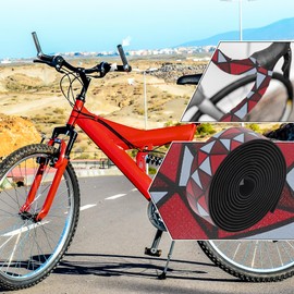 BULLSPANN 1 Pair of Bicycle Handlebar Tapes, Cork Bicycle Handlebar Tapes, EVA Bicycle Handlebar Wrap for Road Bike, Mountain Bike, White, Red, Brown