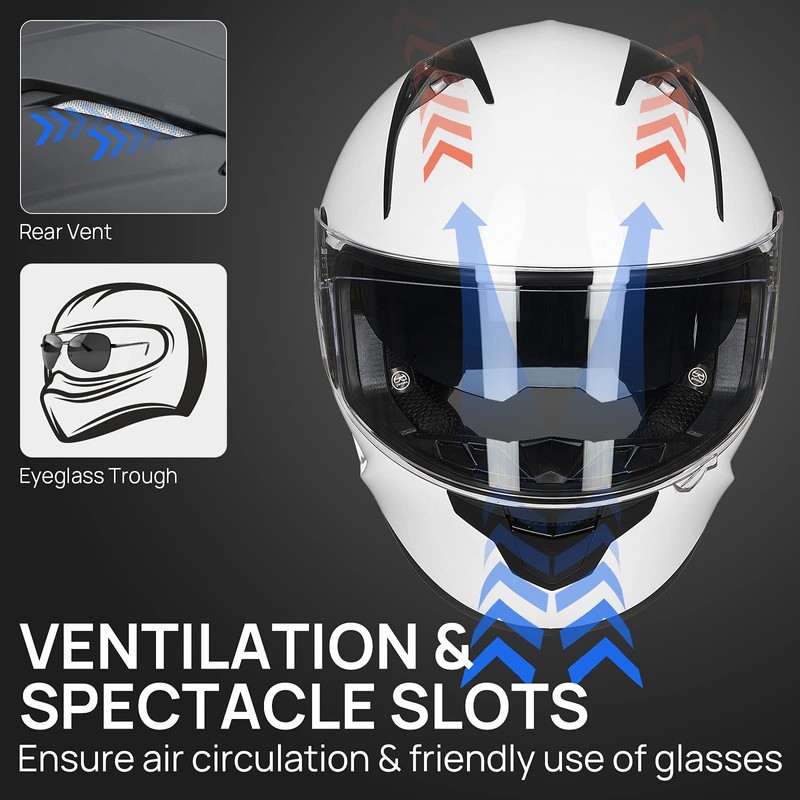 ILM Motorcycle Helmets with Built in Bluetooth Full Face Casco