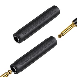 2PCS 6.35mm 1/4 Inch TRS/TS Female to Female Audio Connector, Straight Adapter Joiner Coupler, Nickel-Plated Stereo Extension Extender for Guitar PA Speaker Instrument Patch Cables