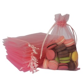 Organza Gift Wrap Bags 100 Pc Drawstring 5x7 inch Blush Pink for Baby Shower,Party Favors,Birthday,Wedding,Bridal Shower,Christmas,Sheer Fabric Clear Mesh Mini Net Glitter Sachet for Jewelry,Candy