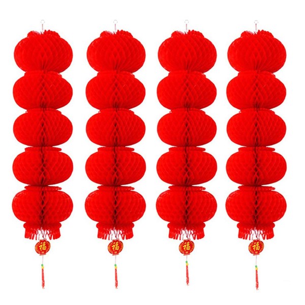 25 Inch 4 Strings 20 PCS Chinese Style Red Lantern