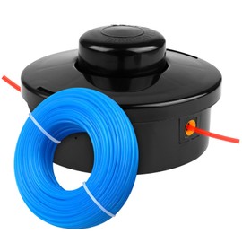 PLULON Universal Strimmer Head M10 x 1.25 LHF Petrol Trimmer Spool Head Replacement with 1.6mm X 30m Round Grass Strimmer Line Wire