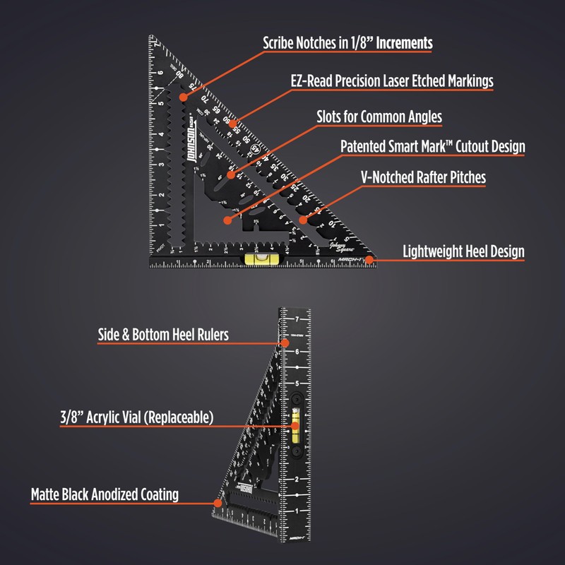 Johnson Level & Tool 1904-0700V 7-1/4" Johnny Square® MACH-1™ Smart