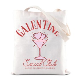 BAUNA Galentine Social Club Tote Bag Galentines Party Gift Cocktail Club Girls Club Shopping Bag Valentine's Day Gift (Galentine Tote)