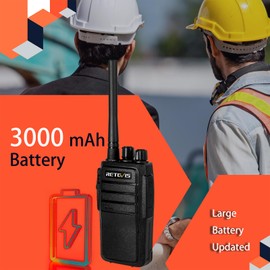 Retevis RT21 Updated Walkie Talkies Adults, Two Way Radios Long Range Rechargeable, 3000mAh Battery, with Six-Way Charger, for Security Warehouse Jobsite(6 Pack)