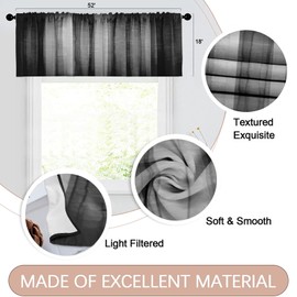 Emvency 2 Pack Valances Window Treatments, Black and Grey Striped Abstract Blackout Drapes Adjustable Curtain for Windows Living Room Kitchen Over Sink, 18x52 Inch Rod Pocket Valances
