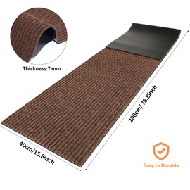 Nuanchu Large Semi Finished Outdoor Mat 16 x 79 Inch Narrow Door Mat Non Slip Mats Waterproof Carpet Roll for Bathroom Entryway Indoor Outdoor (Coffee,2 Roll)