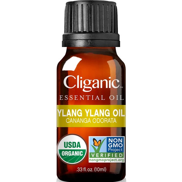 Organic Ylang Ylang Essential Oil, 100% Pure Natural for Aromatherapy | Non-GMO Verified