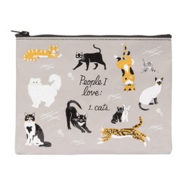 Blue Q Zipper Pouch, People I Love: Cats. Great for organizing larger bags. Features a chunky sturdy zipper, easy-to-wipe-clean, made from 95% recycled material, 7.25"h x 9.5"w