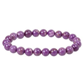 ELEDORO Handmade Gemstone Beads Stretch Bracelet – Real Stones 8 mm, Phosphosiderite AAA Grade