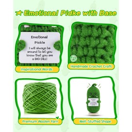 JELUTAR Mini Funny Potato, 3 inch Knitted Doll with Card for Cheer Up Gifts and Party Decorations, Cute Pickled Potato Crochet Doll for Birthday Gifts (Pickle with Base)