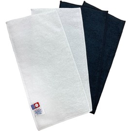 Imabari Towel, Half Towel Handkerchief, 4.9 x 9.8 inches (12.5 x 25 cm), Black & Off-White, Set of 2 Each, Angel, Made in Japan, 100% Cotton, Soft, Water Absorbent, Compact