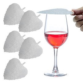 Stainless Steel Drink Covers Wine Glass Cover (5 Pieces) Keeps Debris Insects Out Cup Wine Glass Lid Mesh Ventilated leaf for Coffee Mugs Tea Cups Outdoors Ventilation Reducing Splashing (Silver)