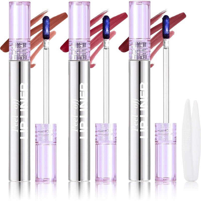 Erinde 3Pcs Tinte Labial Peel-off, Brillo Labial Líquido Mate,134