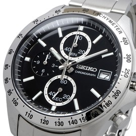 Seiko SBTR005 Men's 1/5 Second Chronograph Quartz Wristwatch, Black, Black 3-grain SBTR005, Chronograph with 3-prong vertical and 12-hour increments