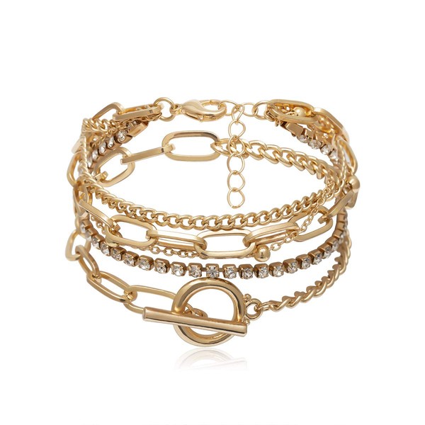CYWQ Gold Bracelets for Women Chunky Gold Layered Link Bangle